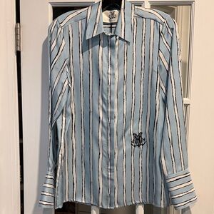 NWT DMN Paris Striped Silk Blouse